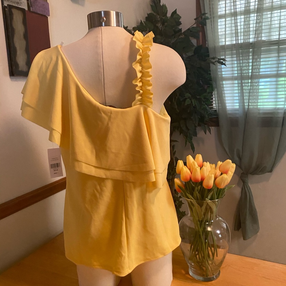 Yellow FTF Ruffle Shoulder Tank - Picture 2 of 2